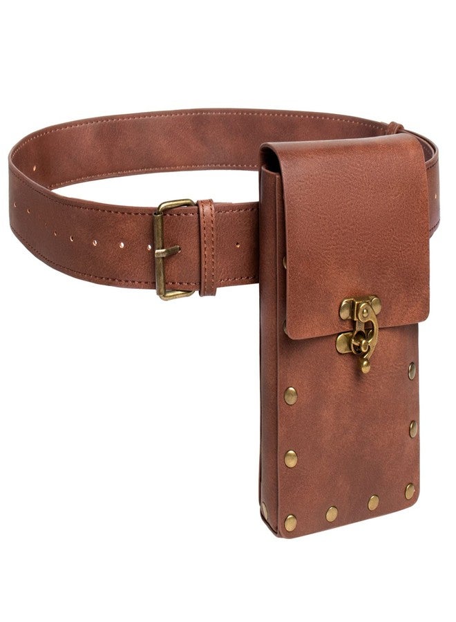 SUMGOGO Retro Belt Pouch Waist Bag Womens Fanny Pack Cellphone Holder Steampunk Medieval Renaissance Purse Costume Accessory (Brown) - Image 1